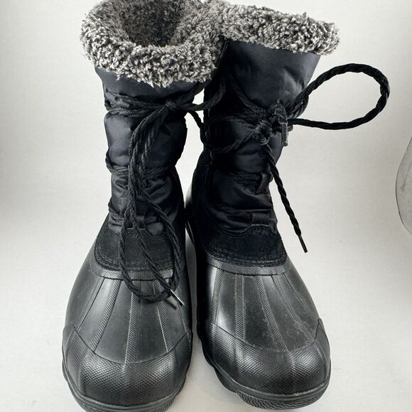 Sperry Black Syren Strait Quarter‎ Faux Fur Rubber Winter Boots Women’s 8.5 - Picture 2 of 7